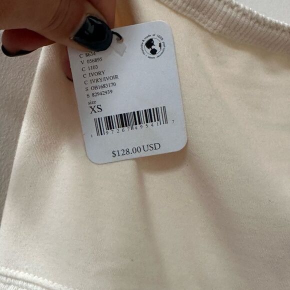 Free People Grand Slam Strapless Onesie Straight Leg Pockets Ivory XS - Picture 6 of 8